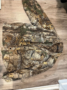 Realtree Quilted Lined Snap Shirt Jacket Camo Brown & Green
